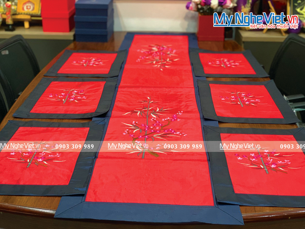 Bộ khăn lụa lót bàn ăn MNV-KLTB11 (dài)