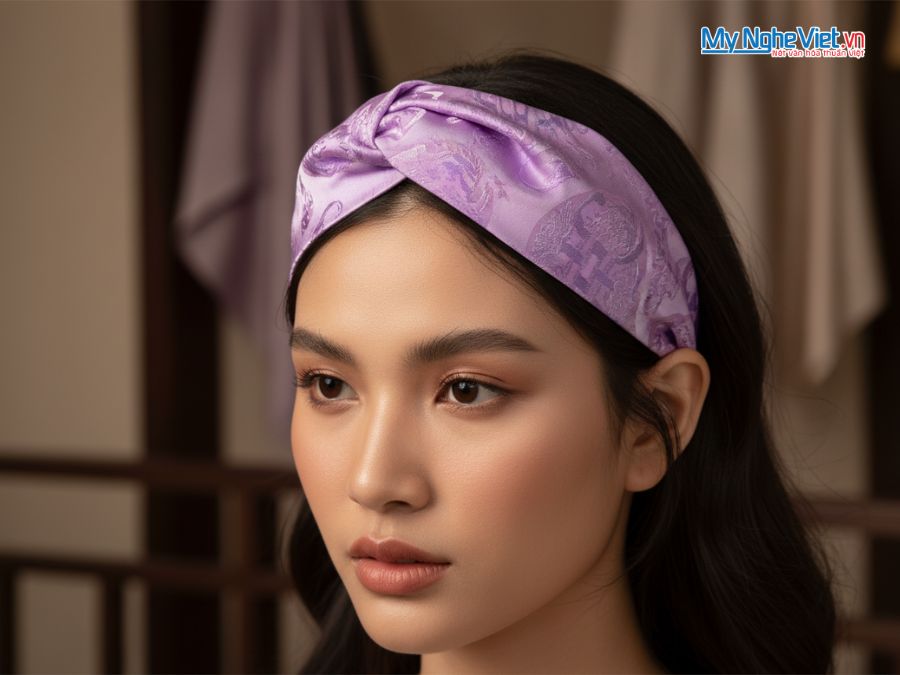 Bộ quà tặng băng đô lụa và vòng cổ lụa tơ tằm CBMNV-VHLNC02/1