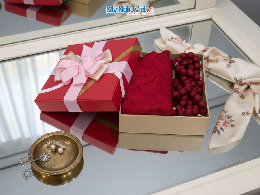 Bộ quà tặng băng đô lụa và vòng cổ lụa tơ tằm CBMNV-VHLNC01/5