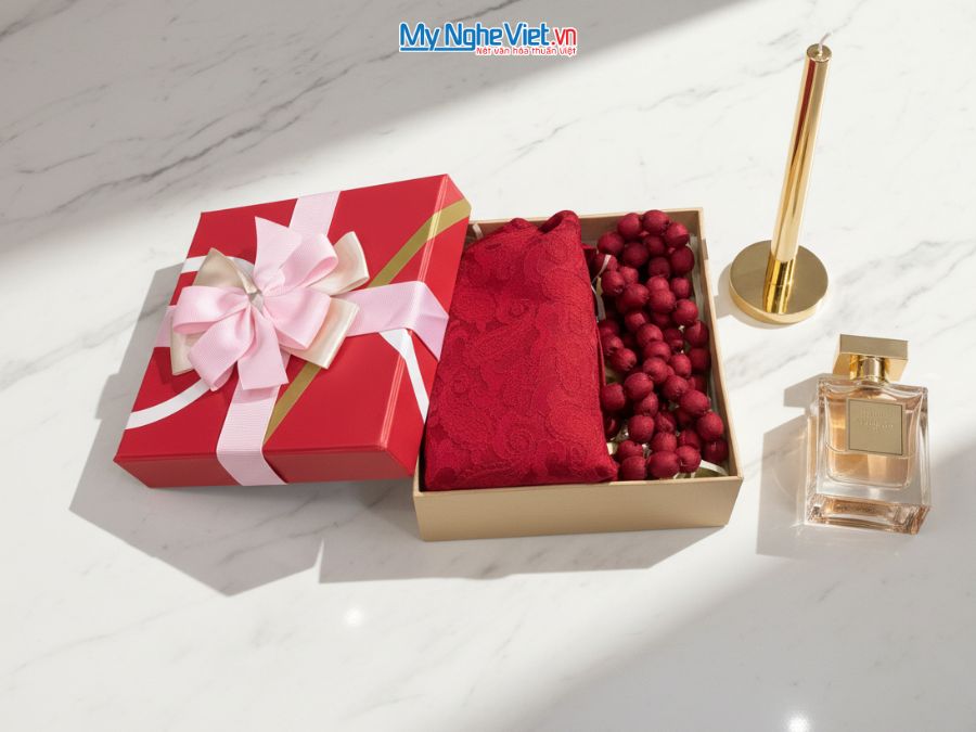 Bộ quà tặng băng đô lụa và vòng cổ lụa tơ tằm CBMNV-VHLNC01/5