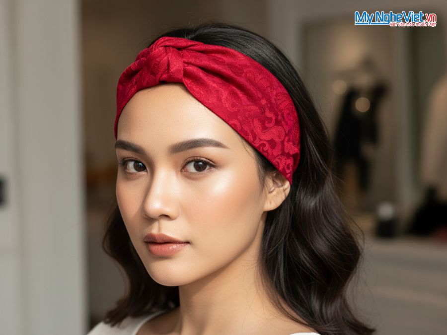 Bộ quà tặng băng đô lụa và vòng cổ lụa tơ tằm CBMNV-VHLNC01/5