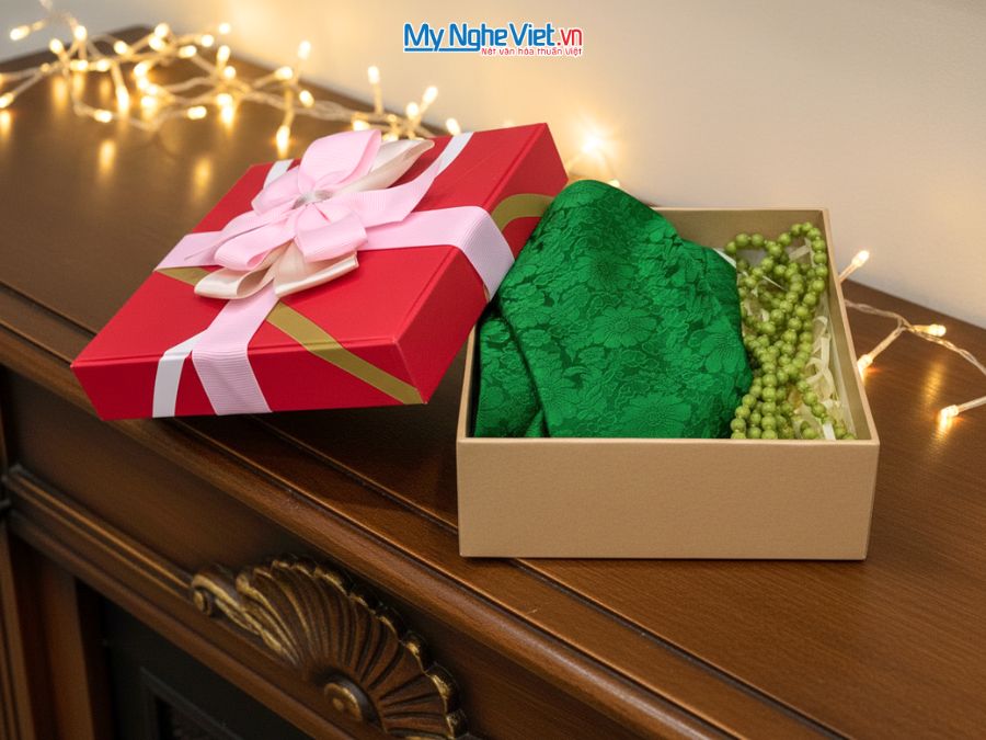 Bộ quà tặng băng đô lụa và vòng cổ lụa tơ tằm CBMNV-VHLNC02/2