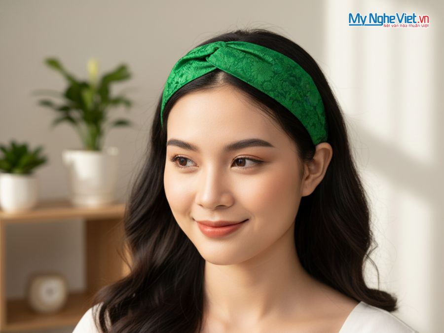 Bộ quà tặng băng đô lụa và vòng cổ lụa tơ tằm CBMNV-VHLNC02/2