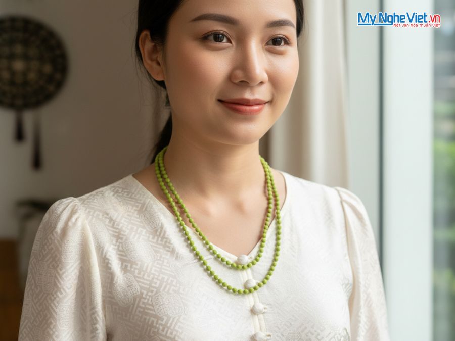 Bộ quà tặng băng đô lụa và vòng cổ lụa tơ tằm CBMNV-VHLNC02/2