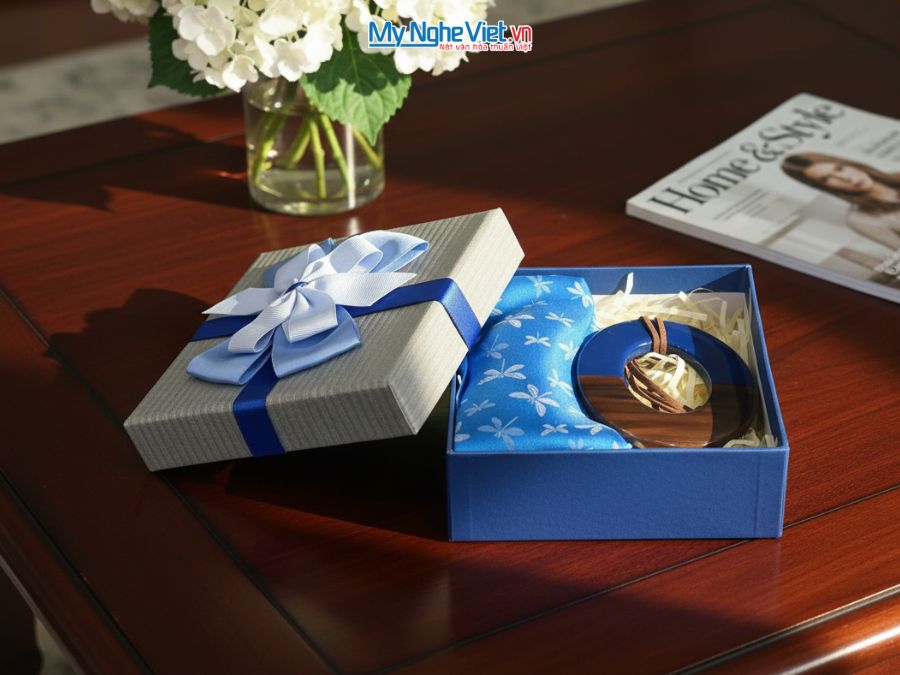 Bộ quà tặng băng đô lụa và mặt dây sừng CBMNV-MNTD11/2