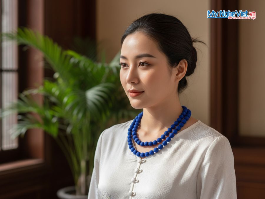 Bộ quà tặng băng đô lụa và vòng cổ lụa tơ tằm CBMNV-VHLNC01/1