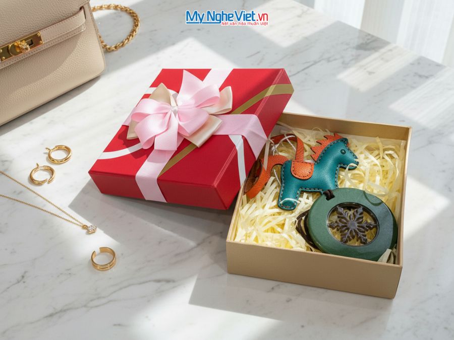 Bộ quà tặng mặt dây sừng và móc khóa ngựa bằng da CBMNV-MNTD11/2