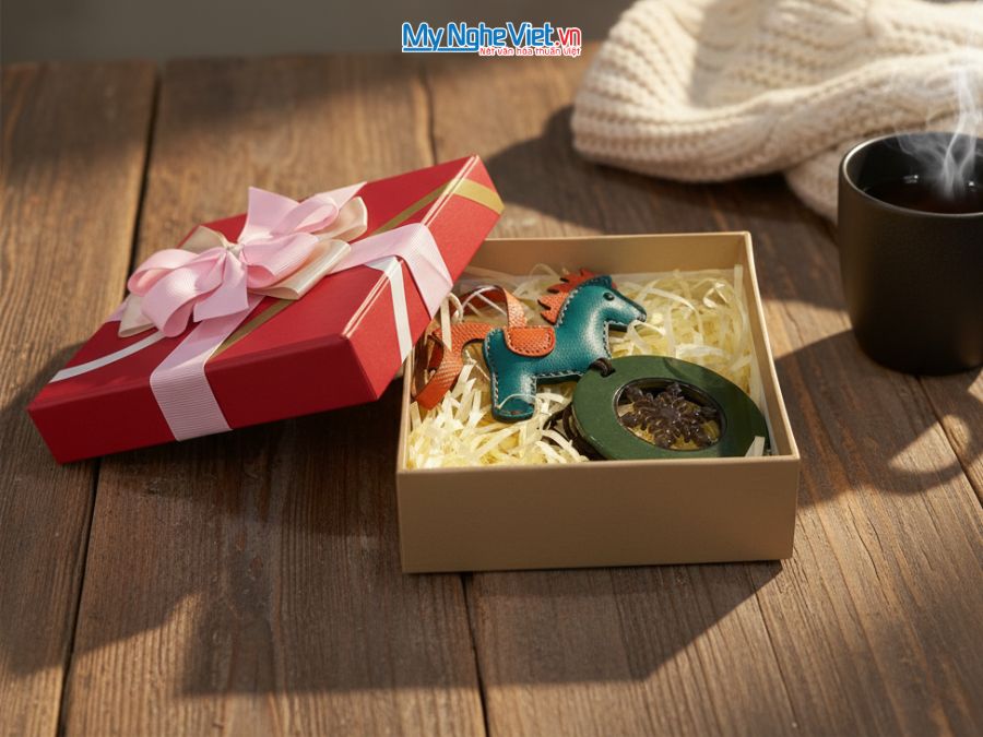 Bộ quà tặng mặt dây sừng và móc khóa ngựa bằng da CBMNV-MNTD11/2