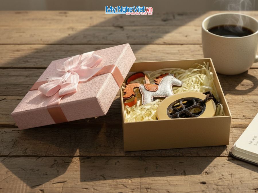 Bộ quà tặng mặt dây sừng và móc khóa ngựa bằng da CBMNV-MNTD11/2