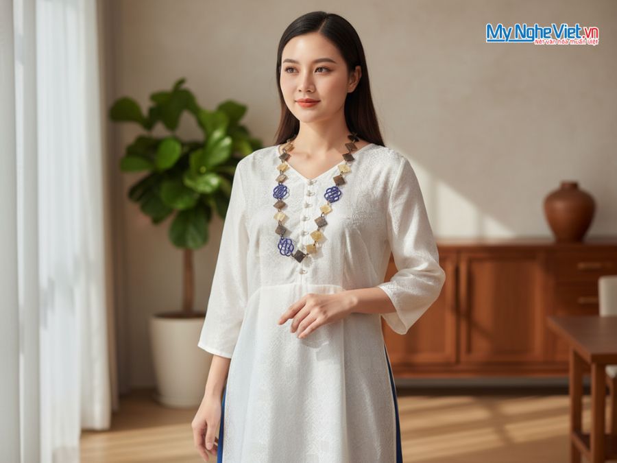 Bộ quà tặng băng đô lụa và vòng cổ sừng CBMNV-MNTD10/1