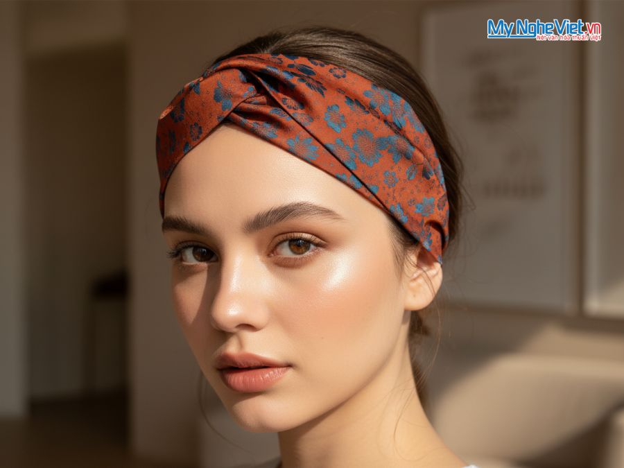 Bộ quà tặng băng đô lụa và vòng cổ sừng CBMNV-MNTD10/1