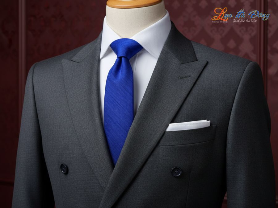 Cà vạt lụa đũi cao cấp màu xanh dương MNV-CRVNC5