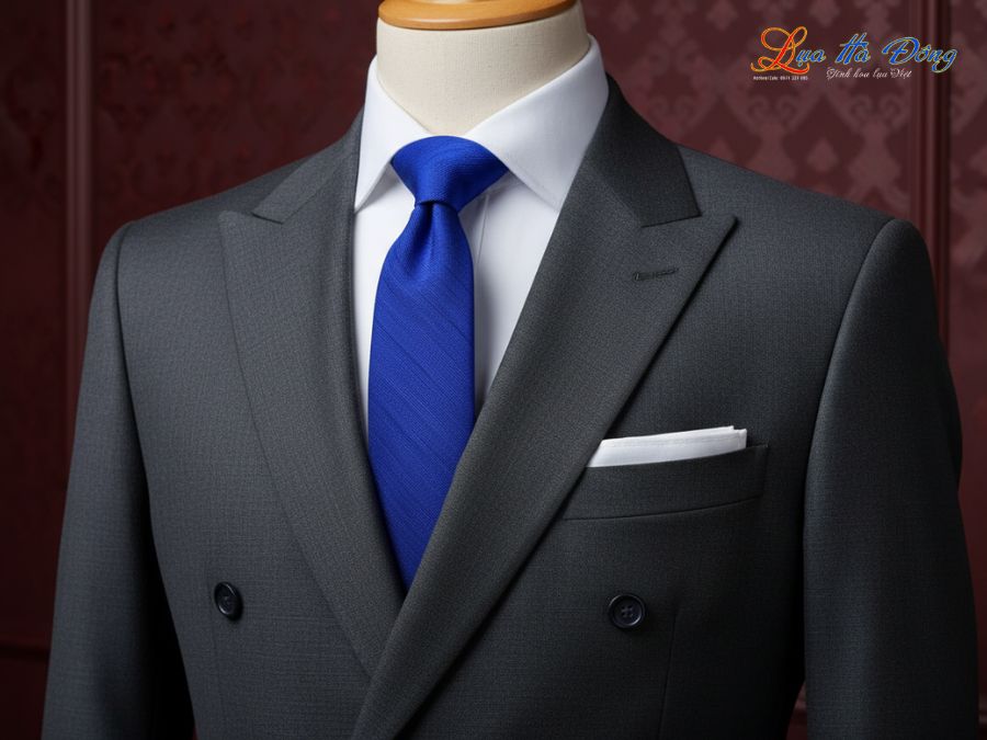 Cà vạt lụa đũi cao cấp màu xanh dương MNV-CRVNC5