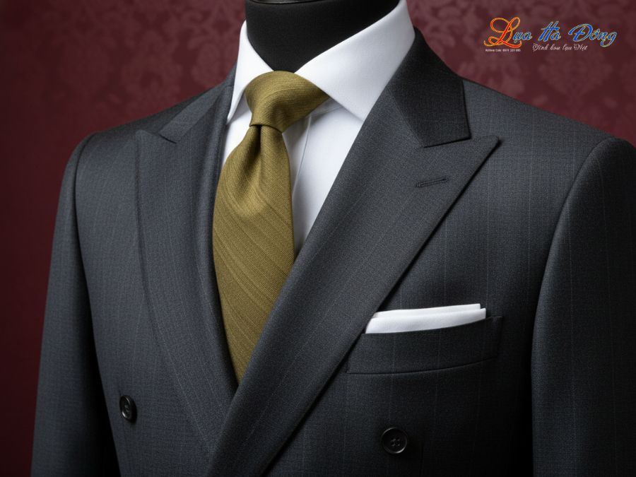 Cà vạt lụa đũi cao cấp màu xanh rêu MNV-CRVNC2