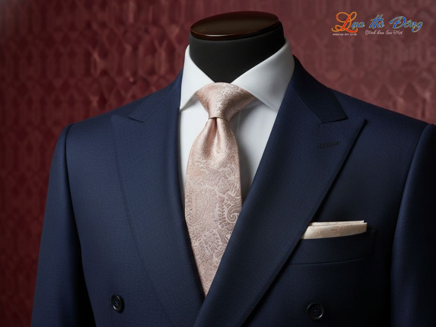 Cà vạt lụa tơ tằm họa tiết đuôi công hồng MNV-CRV24