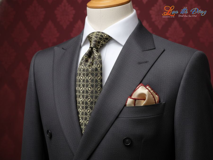 Cà vạt lụa tơ tằm họa tiết hoa bốn cánh vàng MNV-CRV80