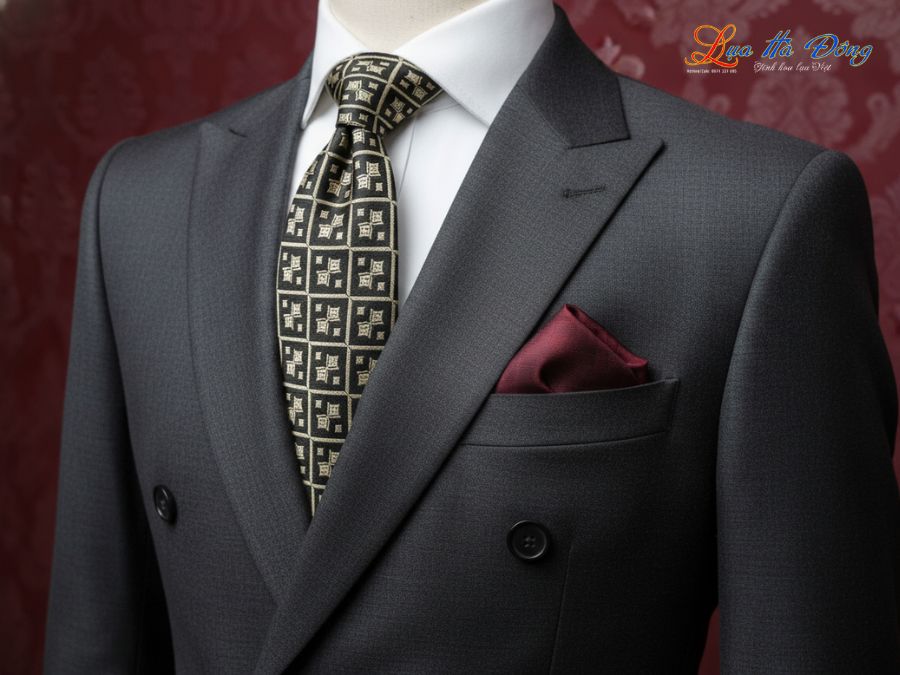 Cà vạt lụa tơ tằm họa tiết ô vuông vàng MNV-CRV53