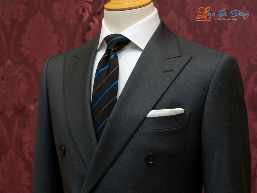 Cà vạt lụa tơ tằm họa tiết sọc xanh cam MNV-CRV88