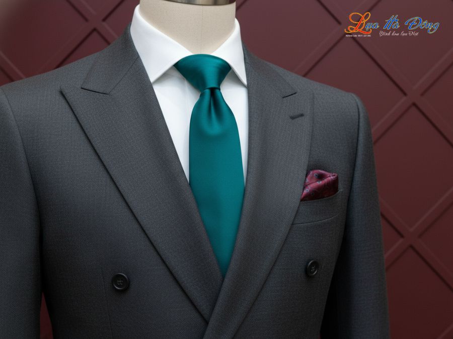 Cà vạt lụa tơ tằm trơn màu xanh lá MNV-CRVPT85