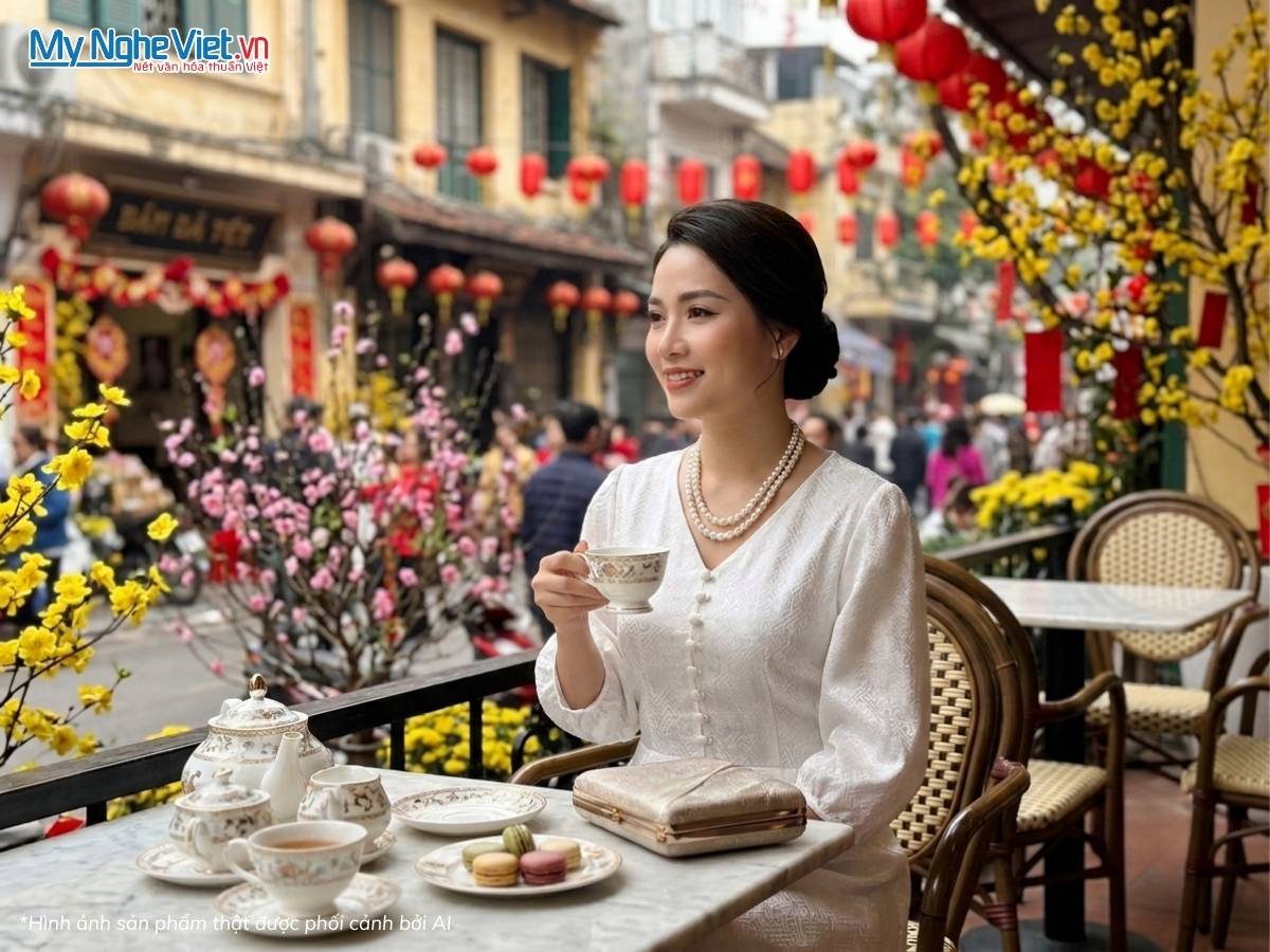 Đầm Lụa Tơ Tằm Dáng Suông Cổ Tim Đính Nút TKLNL2204/13