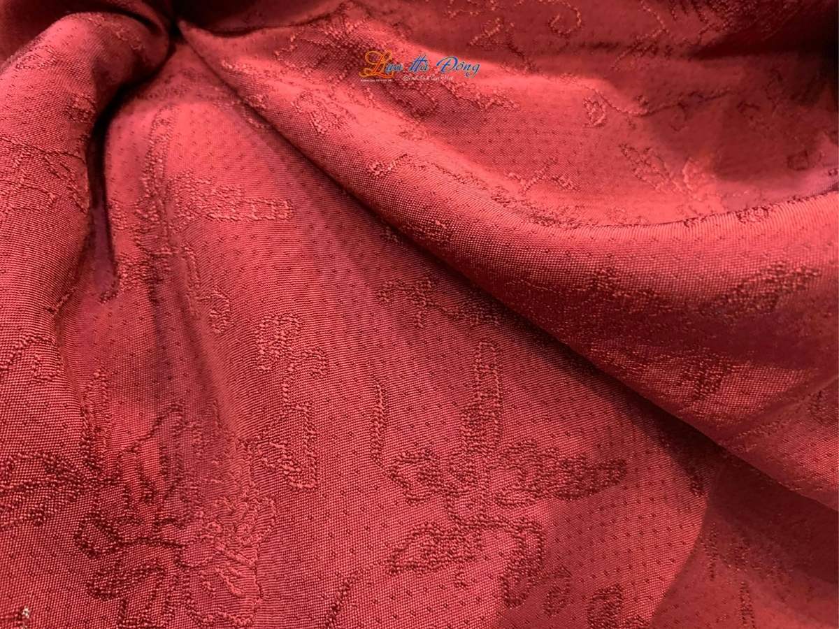 Khăn lụa vân cổ đỏ bầm Hà Đông 75x175cm KLNL75175/1