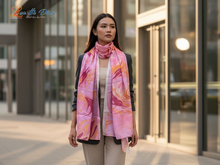 Khăn Lụa Tơ Tằm Thủy Ấn MNV-KLNC90178/3