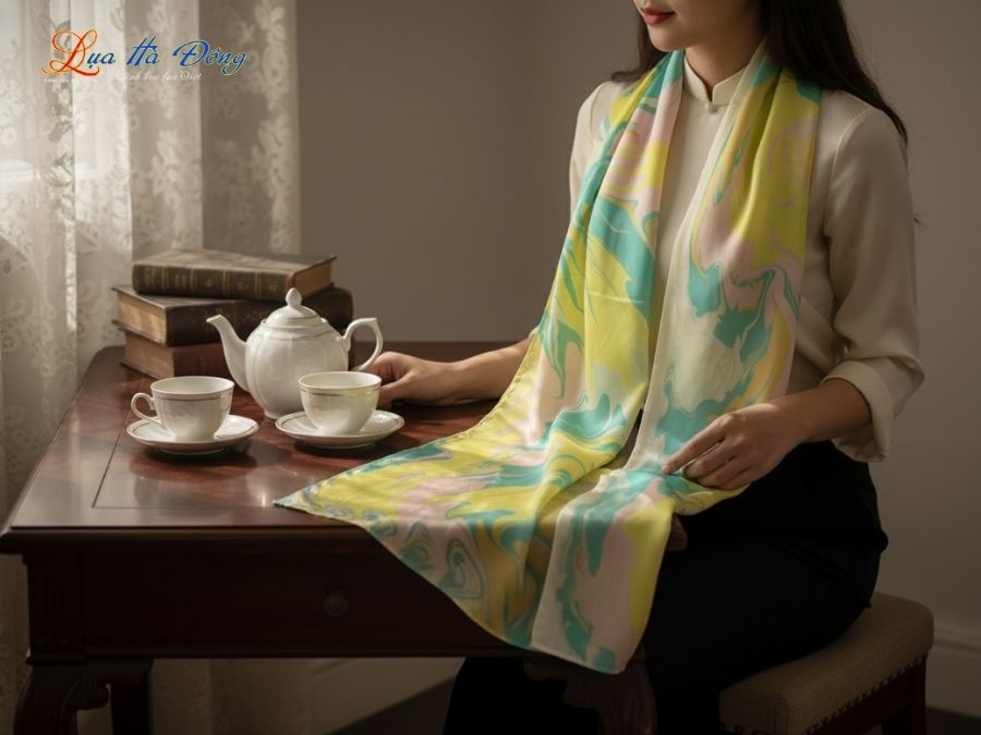 Khăn Lụa Tơ Tằm Thủy Ấn MNV-KLNC90178/2