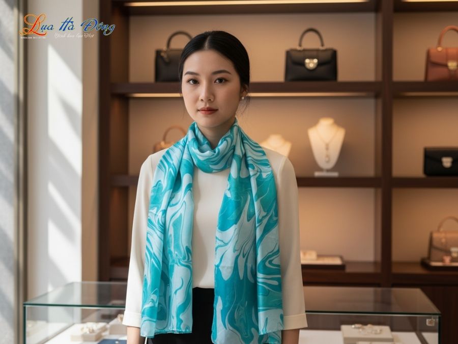 Khăn Lụa Tơ Tằm Thủy Ấn MNV-KLNC90178/1