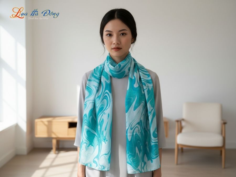 Khăn Lụa Tơ Tằm Thủy Ấn MNV-KLNC90178/1