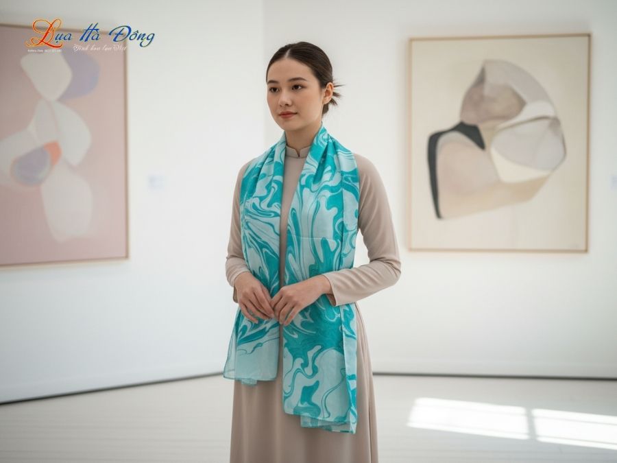 Khăn Lụa Tơ Tằm Thủy Ấn MNV-KLNC90178/1