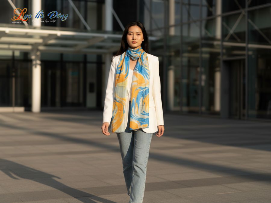 Khăn Lụa Tơ Tằm Thủy Ấn MNV-KLNC90178/4