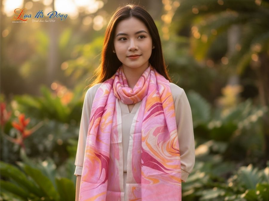 Khăn Lụa Tơ Tằm Thủy Ấn MNV-KLNC90178/3