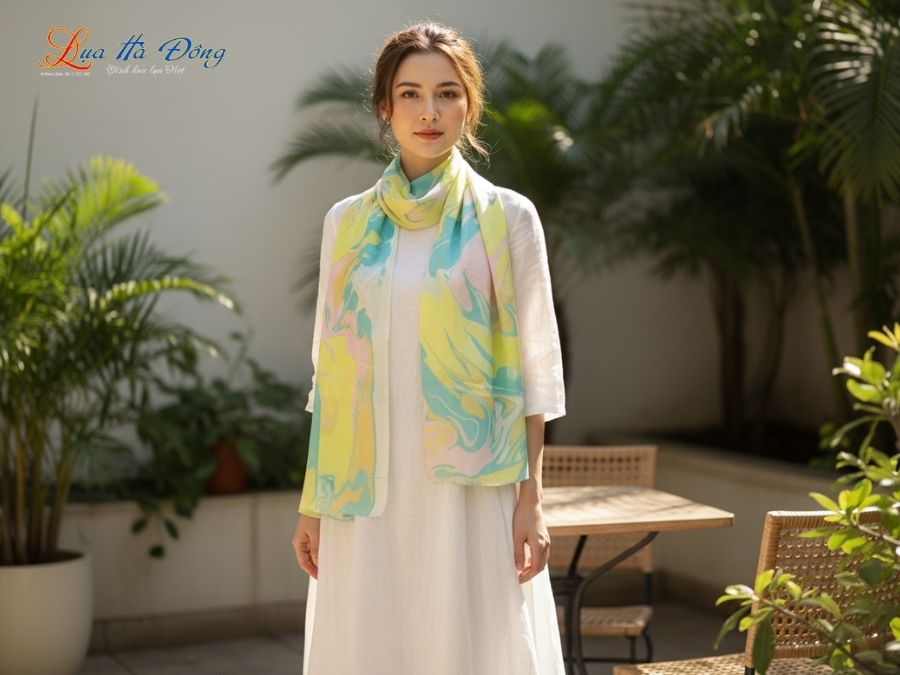 Khăn Lụa Tơ Tằm Thủy Ấn MNV-KLNC90178/2