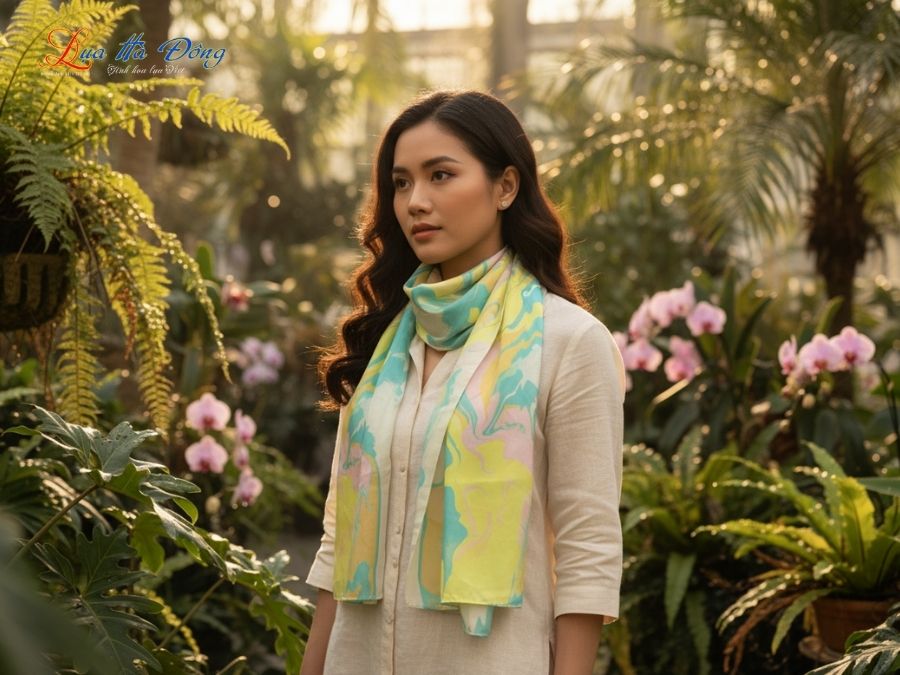 Khăn Lụa Tơ Tằm Thủy Ấn MNV-KLNC90178/2