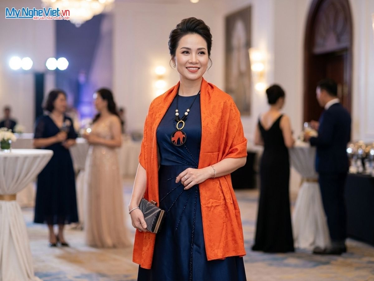 Khăn lụa tơ tằm vân cổ màu cam cháy 75x175cm KLNL75175/1