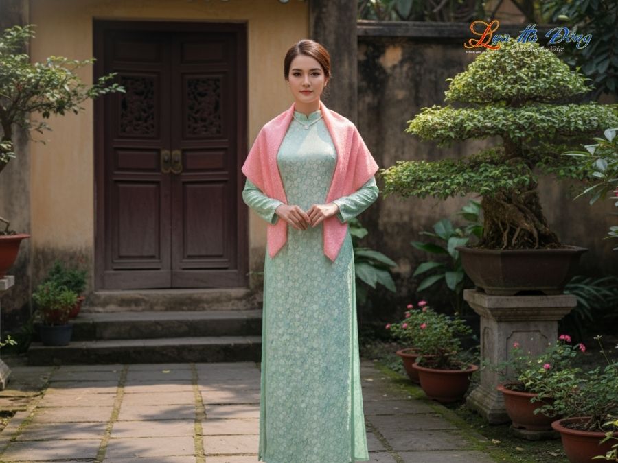 Khăn Lụa Vuông Tơ Tằm Thêu Hoa Sen Họa Tiết Hoa Cúc Hồng Phấn KLTA9090/30