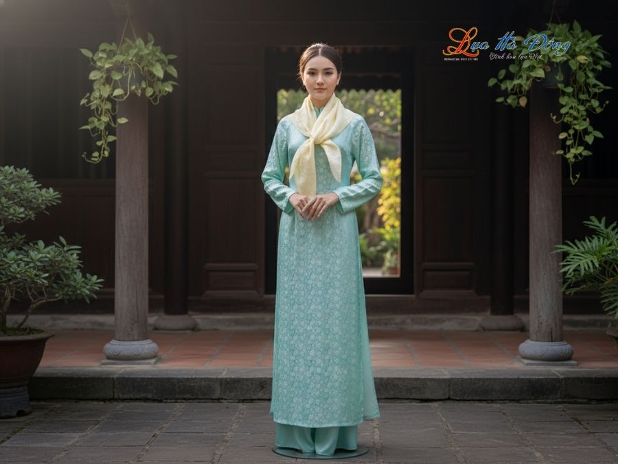 Khăn Lụa Vuông Tơ Tằm Thêu Hoa Sen Họa Tiết Hoa Cúc Màu Vàng Mỡ Gà KLTA9090/23