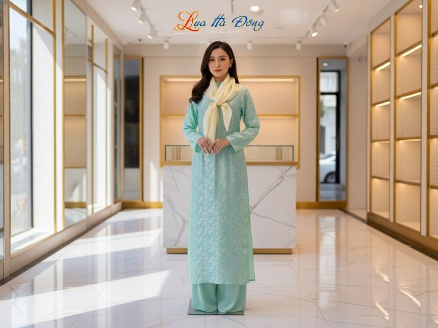 Khăn Lụa Vuông Tơ Tằm Thêu Hoa Sen Họa Tiết Hoa Cúc Màu Vàng Mỡ Gà KLTA9090/23