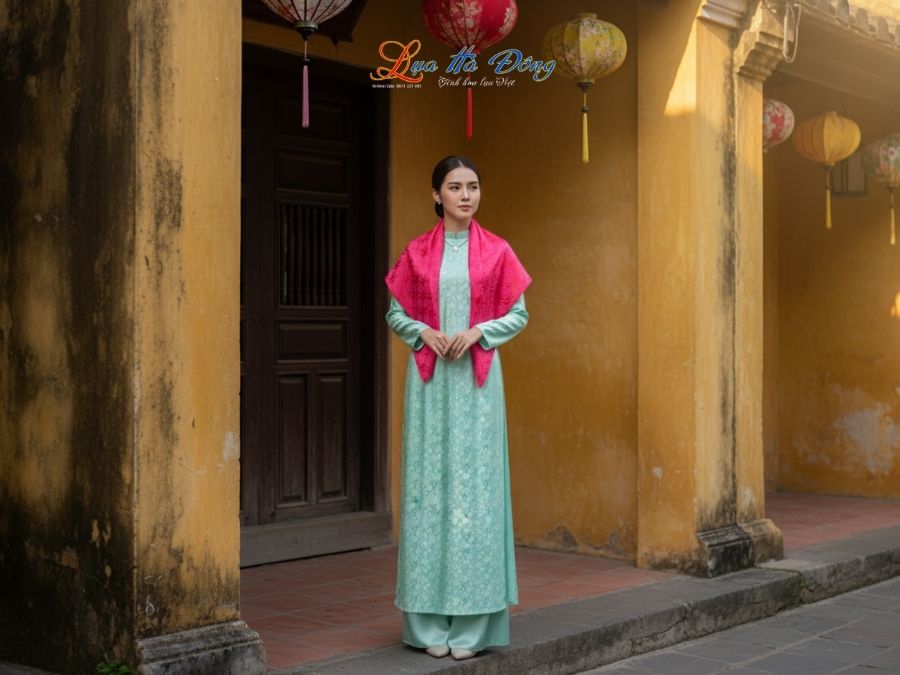 Khăn Lụa Vuông Tơ Tằm Thêu Hoa Sen Họa Tiết Thọ Dơi Màu Hồng KLTA9090/28