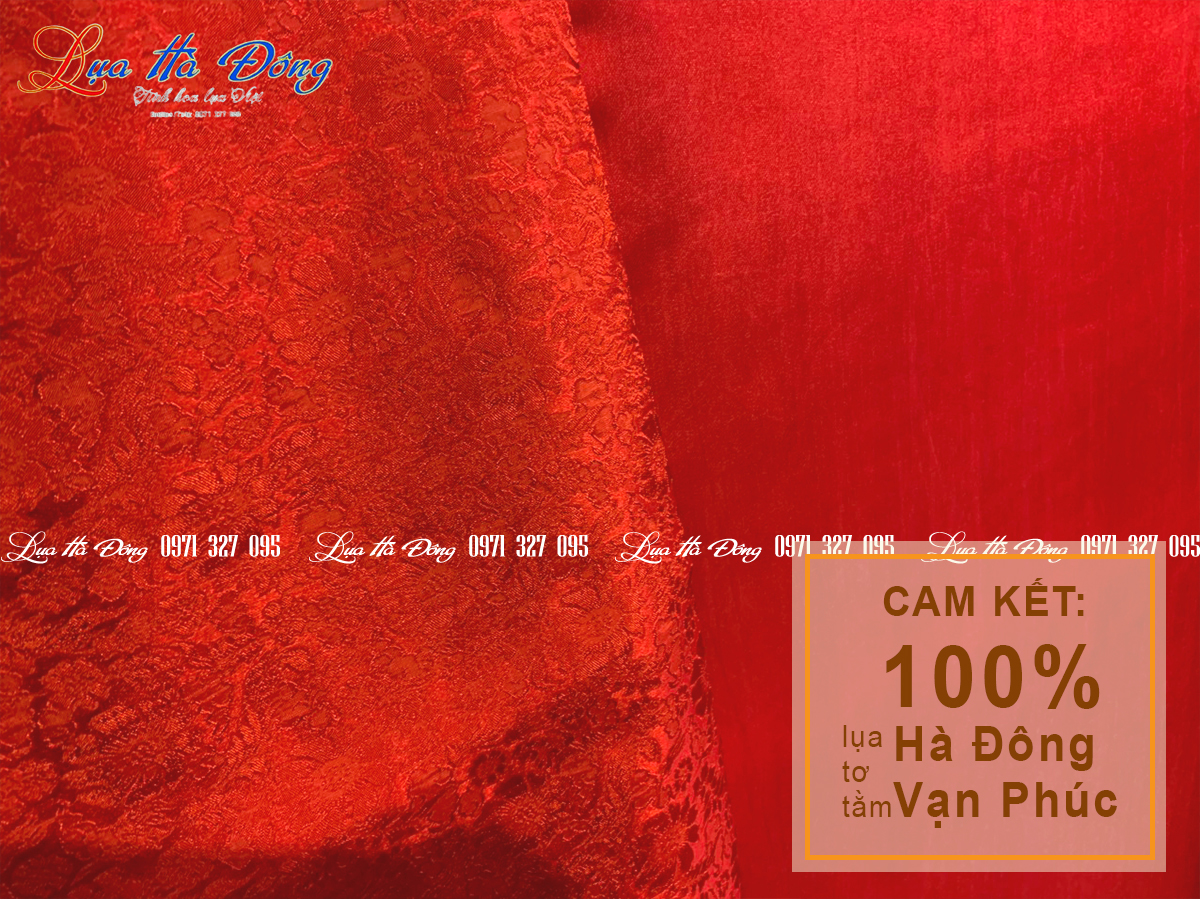 Vải Lụa Hà Đông Hoa Cúc Đỏ  (Áo 3.7m + Quần 2.3m) MNV-KGHC08