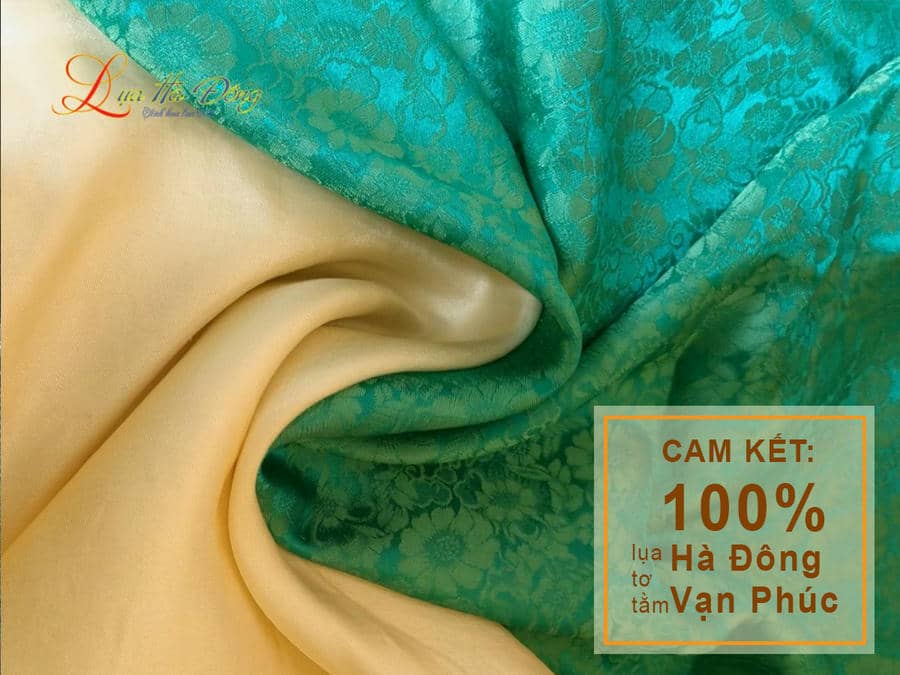 Bộ Áo Dài Lụa Hà Đông Cúc Xanh 70% tơ tằm (Áo 2.5m + Quần 2,3m) MNV-LNL04