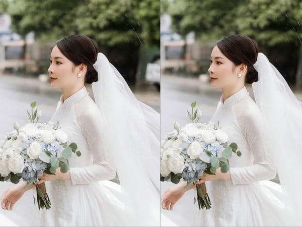   Bộ Áo Dài Lụa Hà Đông Hoa Cúc Trắng May Áo Dài Cô Dâu 70% tơ tằm (Áo 3,7m + Quần 2,3m) MNV-LHD17