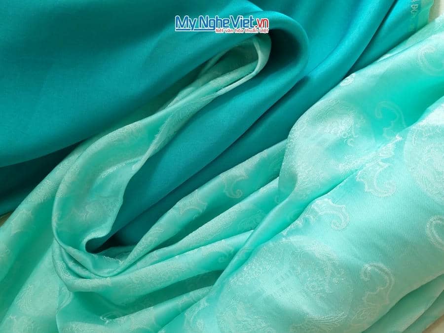 Vải Lụa thọ dơi xanh thiên thanh 2.7m (khổ 1.2m) 70% tơ tằm LNL121-2.1