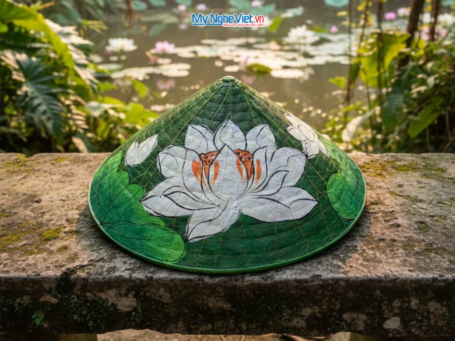 Nón lá sen vẽ tay thủ công Việt Nam nhiều mẫu MNVNL02