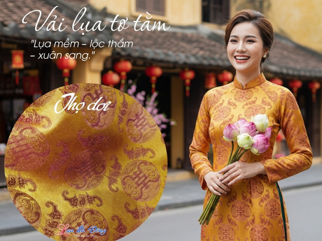 Vải lụa thọ dơi vàng đồng khổ 90 3m7 MNV-LTA11/1