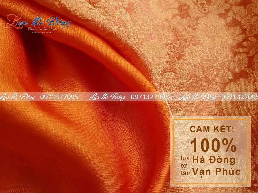 Bộ Áo Dài Lụa Hà Đông Cúc Cam 70% tơ tằm (Áo 2.5m + Quần 2,3m) MNV-LNL10