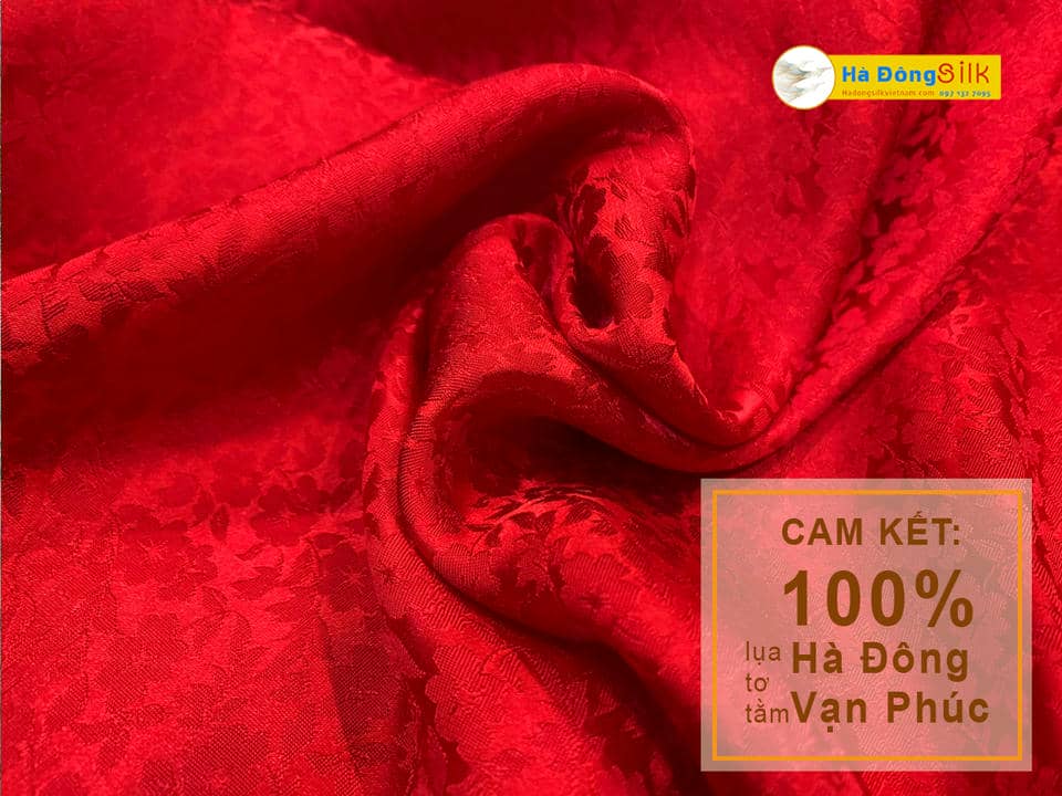 Lụa Mai nhí Đỏ tươi 70% tơ tằm MNV-LHD99-3S