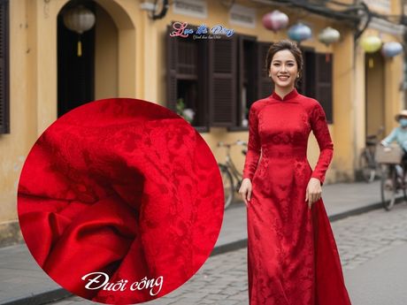 Vải Lụa Hà Đông Đuôi Công Đỏ Tươi 3.7m MNV-LHD37/13