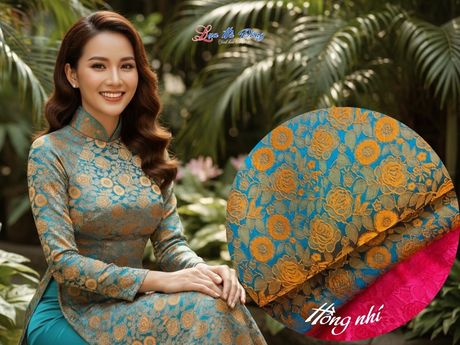 Vải Lụa HĐ Hoa Hồng Nhí xanh đồng 3.7m MNV-LHD37/24