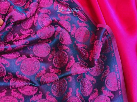 Vải Lụa Hà Đông Thọ Dơi Tròn Nhỏ Xanh Hồng 3.7m MNV-LHD37/12